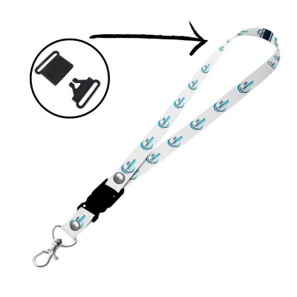 Lanyards Personalizados Sublimados Chile – Con Sistema de Seguridad, Mosquetón y Tip-top Negro